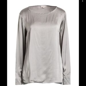 Theory Silver Satin Blouse